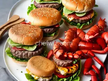 Surf N' Turf Burger (Grilled Burger With Lobster and Bacon) Recipe