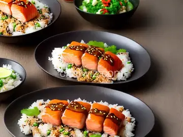 Sushi Rice With Miso-Caramel Glazed Salmon