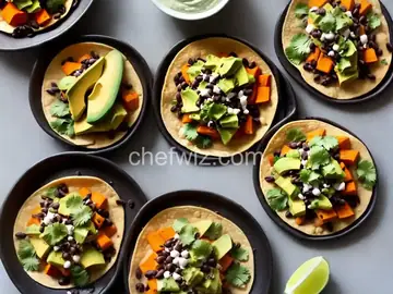Sweet Potato & Black Bean Tacos with Avocado-Pepita Dip