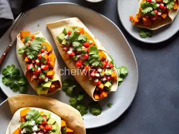 Sweet Potato Burrito Smothered in Avocado Salsa Verde
