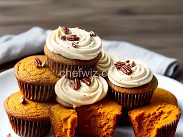 Sweet Potato Cupcakes, Brown Sugar Cream Cheese Frosting, Candied Pecans