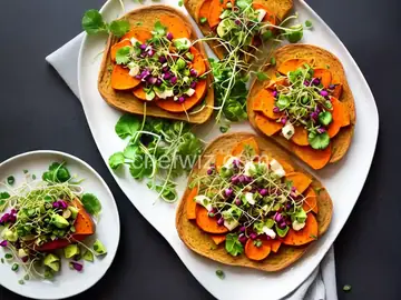 Sweet Potato Toast with Avocado and Sprouts