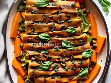 Sweet Potato and Mushroom Cannelloni with Braised Escarole and Butter Beans (Vegan) Recipe