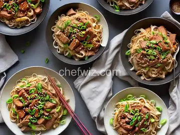 Sweet and Spicy Pork and Napa Cabbage Stir-Fry with Spicy Noodles
