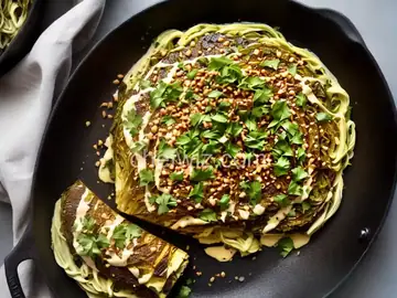 Tahini-Smothered Charred Cabbage