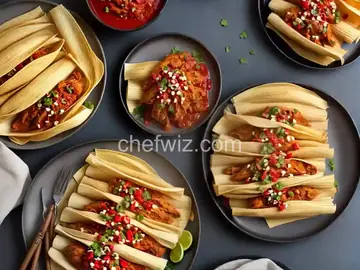 Tamales With Red Chili and Chicken Filling Recipe