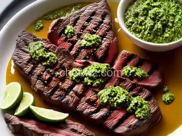 Ted Allen's Grilled Steak with Roasted Jalapeño Chimichurri Recipe