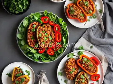 Tempeh-Bean Stuffed Peppers