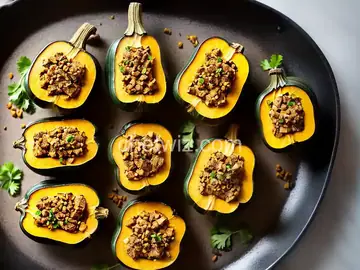 Tempeh Sausage-Stuffed Acorn Squash