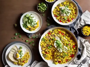 Tex-Mex Migas With Scrambled Eggs, Tortilla Chips, and Chilies Recipe