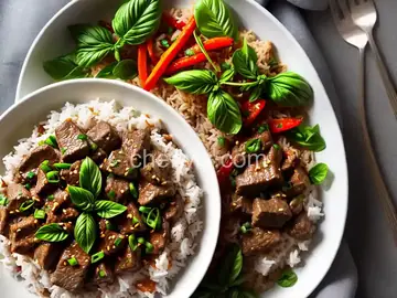 Thai Basil Beef with Coconut Rice