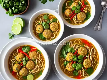 Thai Chicken Meatball Noodle Soup