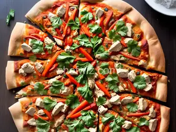 Thai Chicken Pizza with Carrots and Cilantro