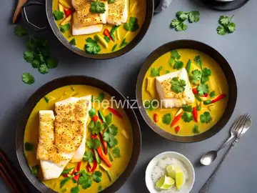 Thai-Style Halibut with Coconut-Curry Broth