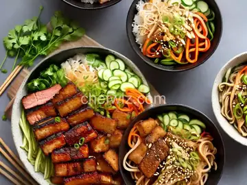 The Seoul Bowl "Crispy Korean Pork Belly Bowl with House-Made Banchan Pickles"