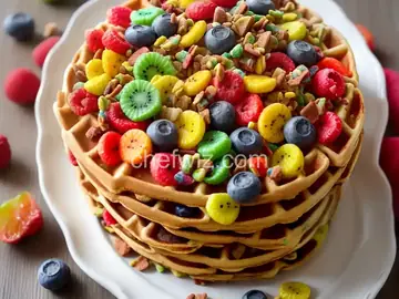 Tie-Dye Fruity Pebbles-Crusted Waffles