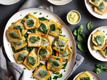 Toasted Garlic-Butter Ravioli with Spinach