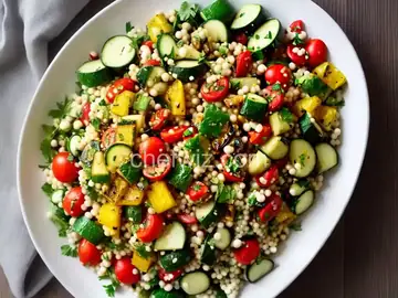 Toasted Israeli Couscous Salad with Grilled Summer Vegetables