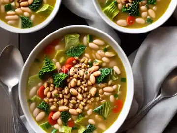 Toasted Spelt Soup with Escarole and White Beans