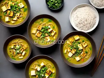 Tofu and Noodle Coconut-Curry Soup