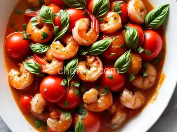 Tomato & Basil Shrimp in Garlic Butter Sauce