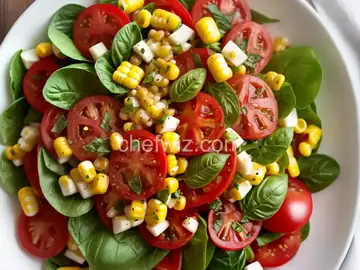 Tomato, Basil, and Corn Salad with Apple Cider Dressing