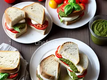 Tomato, Mozzarella and Pesto Sandwiches