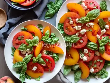 Tomato Peach Salad with Basil