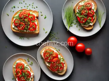 Tomato Toast With Chives and Sesame Seeds