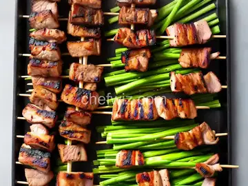 Ton Negima (Grilled Pork Belly and Scallion Skewers)