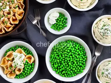 Tortellini with Cream Cheese Alfredo and Peas