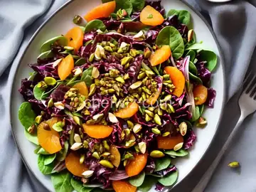 Trevisano Radicchio Salad With Satsumas, Pistachios, and Calabrian Chile Vinaigrette
