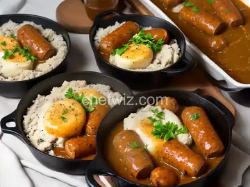 True Bangers and Mash with Onion Gravy