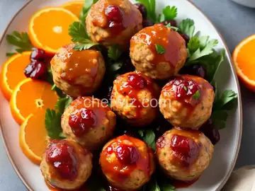 Turkey Cocktail Meatballs with Orange Cranberry Glaze