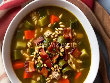 Turkey and Okra Soup with Barley and Bacon