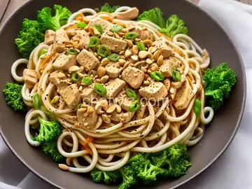 Udon With Chicken and Garlicky Peanut Dressing