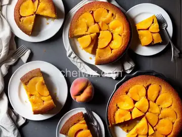 Upside-Down Peach Cornbread Cake