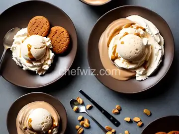 Vanilla Ice Cream with Chunky Peanut Butter Sauce and Ginger Snaps