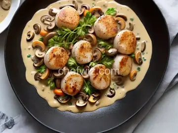 Veal Scallops with Creamy Mushroom Sauce
