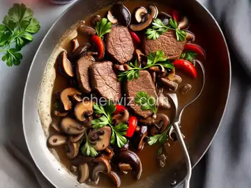 Veal, Wild Mushrooms, and Red Wine