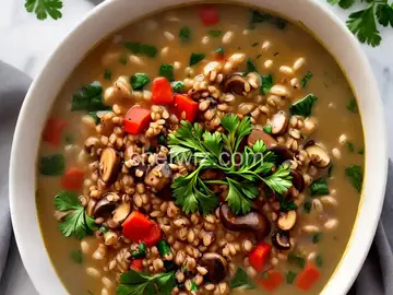 Vegan Creamy Mushroom and Farro Soup
