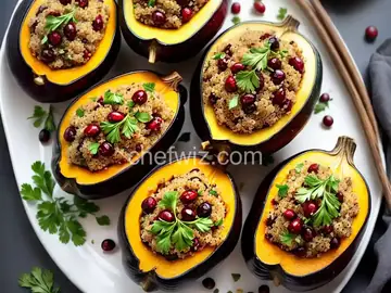 Vegan Quinoa-Cranberry Stuffed Acorn Squash