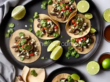 Vegan Tacos with Mushrooms and Tomatillos