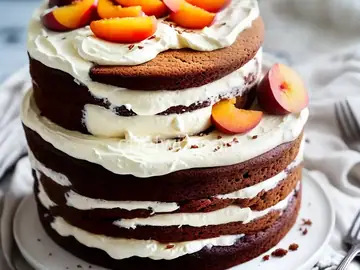 Vegan and Gluten-Free Naked Cake with Peaches and Coconut Cream