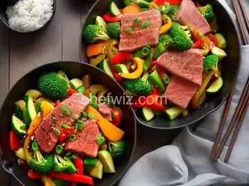 Vegetable Stir-Fry with Shiitaki and Ahi Tuna