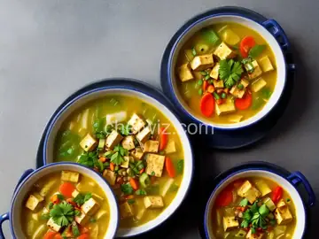 Vegetable Tofu Soup with Lemongrass and Coconut Milk