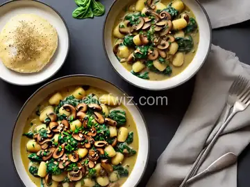 Vegetarian Gnocchi with Spinach and Mushroom-Butter Sauce