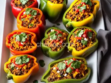 Vegetarian Mexican Inspired Stuffed Peppers