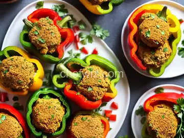 Vegetarian Stuffed Peppers with Falafel