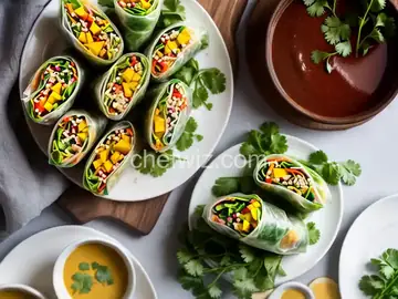 Veggie Spring Rolls with Thai Mango Dipping Sauce